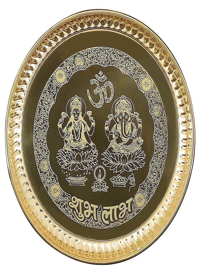 NOBILITY Brass Pooja Plate 8 Inch Ganesh Lakshmi Design Puja Set Arti Thali Traditional Indian for Home Office Mandir Wedding Return Diwali Decoration Gift Items - Image 4