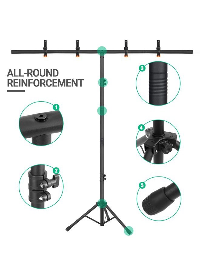 Coliflor T-Shape Portable Backdrop Stand, 6.5x3.2ft Adjustable Photo Background Stand Kit, Sturdy Small Back Drop Holder with 4 Spring Clamps, Carry Bag for Parties, Photography and Video Studio - Image 3