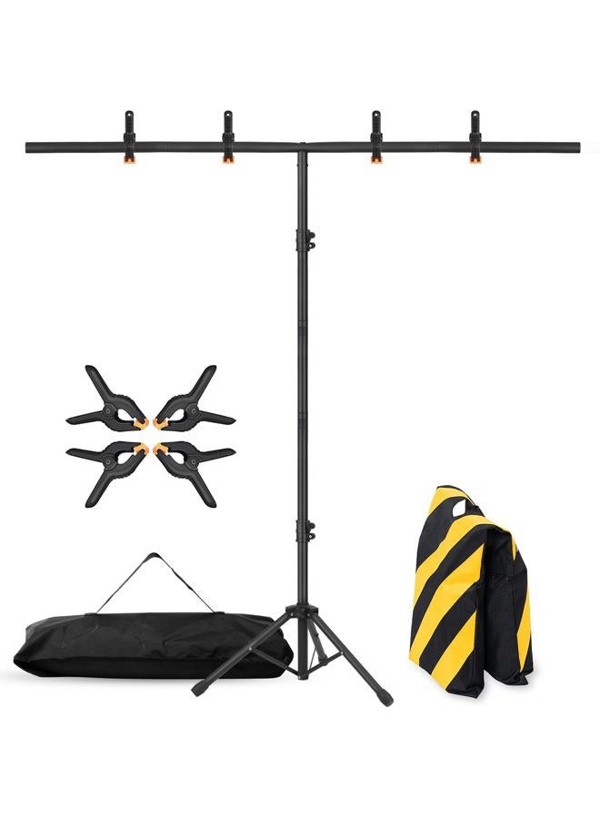 Coliflor T-Shape Portable Backdrop Stand, 6.5x3.2ft Adjustable Photo Background Stand Kit, Sturdy Small Back Drop Holder with 4 Spring Clamps, Carry Bag for Parties, Photography and Video Studio - Image 1