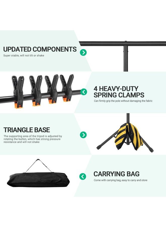 Coliflor T-Shape Portable Backdrop Stand, 6.5x3.2ft Adjustable Photo Background Stand Kit, Sturdy Small Back Drop Holder with 4 Spring Clamps, Carry Bag for Parties, Photography and Video Studio - Image 4