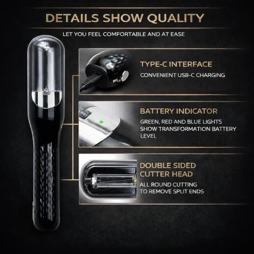 RichCurls Rechargeable Hair Split End Remover Machine – 2-in-1 Automatic Split End Cutter & Hair Trimmer for Frizzy, Dry, Damaged, Curly Hair – Ideal for Women Seeking Smooth, Healthy Locks - Image 2