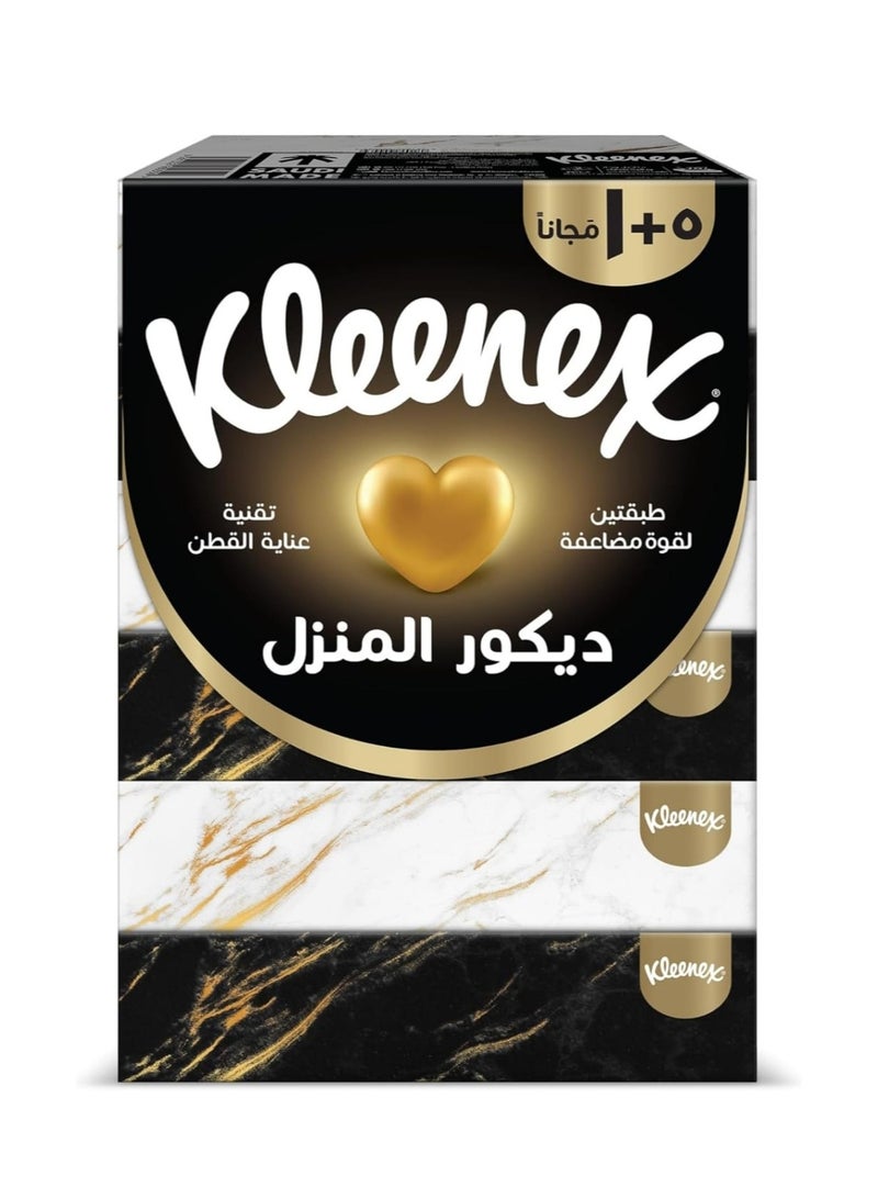Kleenex Décor Facial Tissue, 2 PLY, 6 Tissue Boxes x 70 Sheets, Cotton Soft Tissue Paper for Face & Gentle Care 