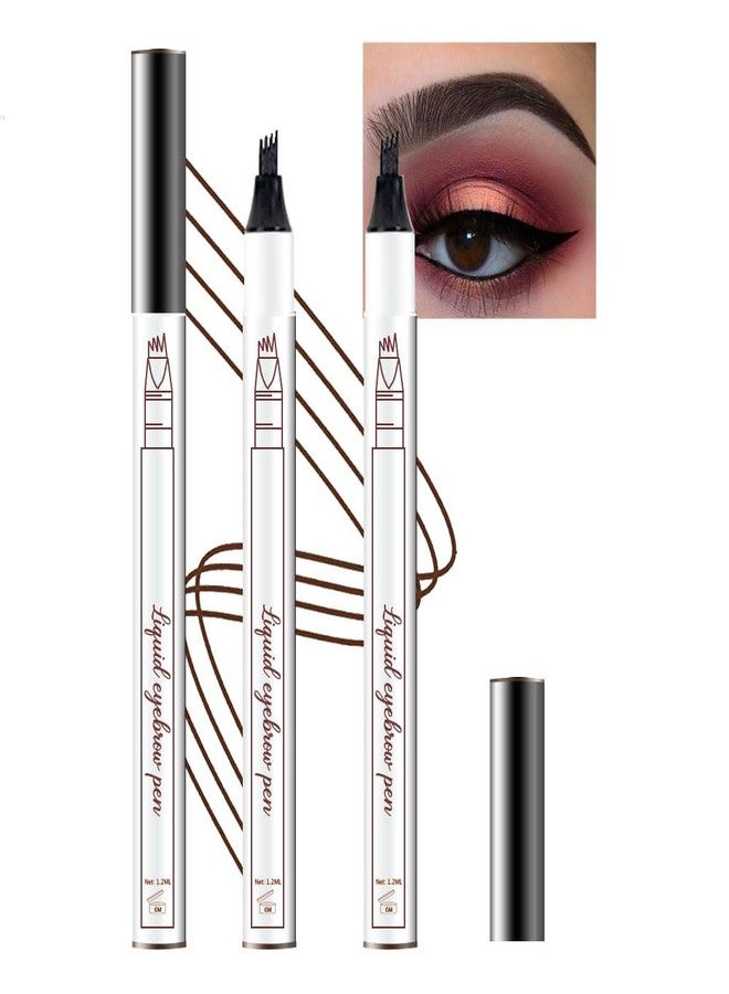 BINGBRUSH 2 Pcs/Set 3D Eyebrow Pencil - Eye Makeup Micro 4 Point Brow Pen Lift & Snatch Eyebrow Pen Kits with 3 Eyebrow Stencil Long-Lasting Waterproof Natural Eyebrow Hair (4# black) - Image 1