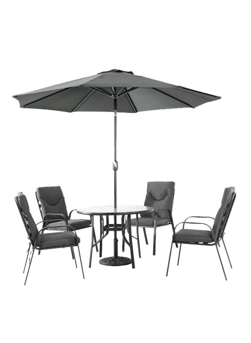 l'elefante Outdoor Dining Set – Garden Table with 4 Patio Chairs & Umbrella | Weather-Resistant Balcony Furniture Set | Outdoor Patio Dining Table and Chair Set for Backyard, Lawn, Garden, or Terrace - Image 1