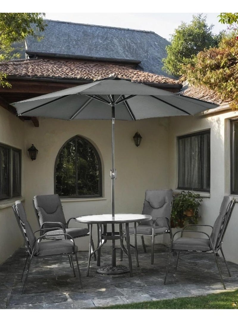 l'elefante Outdoor Dining Set – Garden Table with 4 Patio Chairs & Umbrella | Weather-Resistant Balcony Furniture Set | Outdoor Patio Dining Table and Chair Set for Backyard, Lawn, Garden, or Terrace - Image 2
