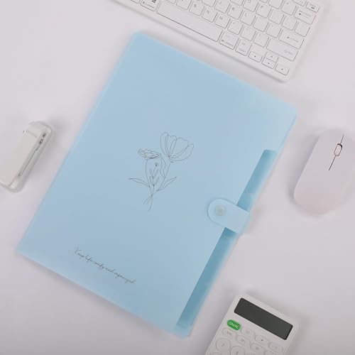 SKYDUE Expanding File Organizer with 5 Pockets Accordion File Folders with Labels Portable Document Paper Bill Receipt Organizer Home College School Office Supplies Letter SizeBabyblue - Image 3