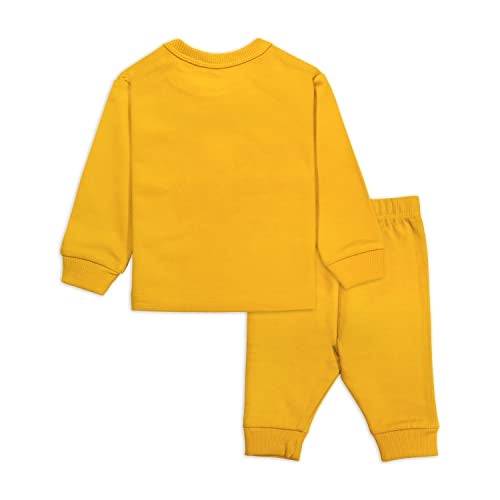 ARIEL Cotton Fleece Pajama Set For Boys & Girls - Unisex Winter Clothing Sets Full Sleeve T-Shirt & Pant, Yellow Lion, 6 Months-9 Months - Image 2