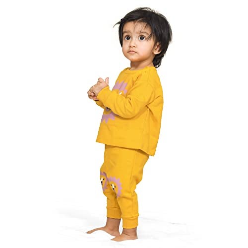 ARIEL Cotton Fleece Pajama Set For Boys & Girls - Unisex Winter Clothing Sets Full Sleeve T-Shirt & Pant, Yellow Lion, 6 Months-9 Months - Image 5