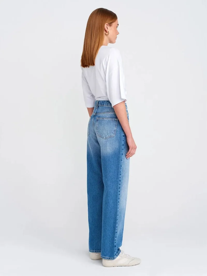 ديلفين Dilvin High-Waist Wide-Leg Mom Jeans