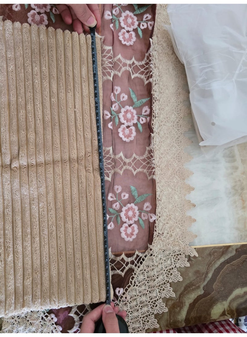 عبوة من غطاءين للوسائد، طقم أغطية وسائد مربعة ناعمة من قماش الكوردروي، مناسبة للأريكة وغرفة النوم والسيارة وغرفة المعيشة، 40 × 40 سم، بني فاتح - Image 2
