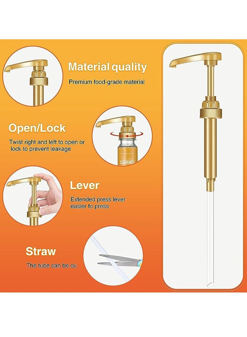 Hihonor 10 PCS Gold Syrup Pump Dispenser, Fits Most 750ml Syrup Bottle for Coffee Syrups Snow Cones Caramel, Flavorings Bottle, Syrup Dispenser Syrup Pumps for Coffee Bar and Home - Image 2