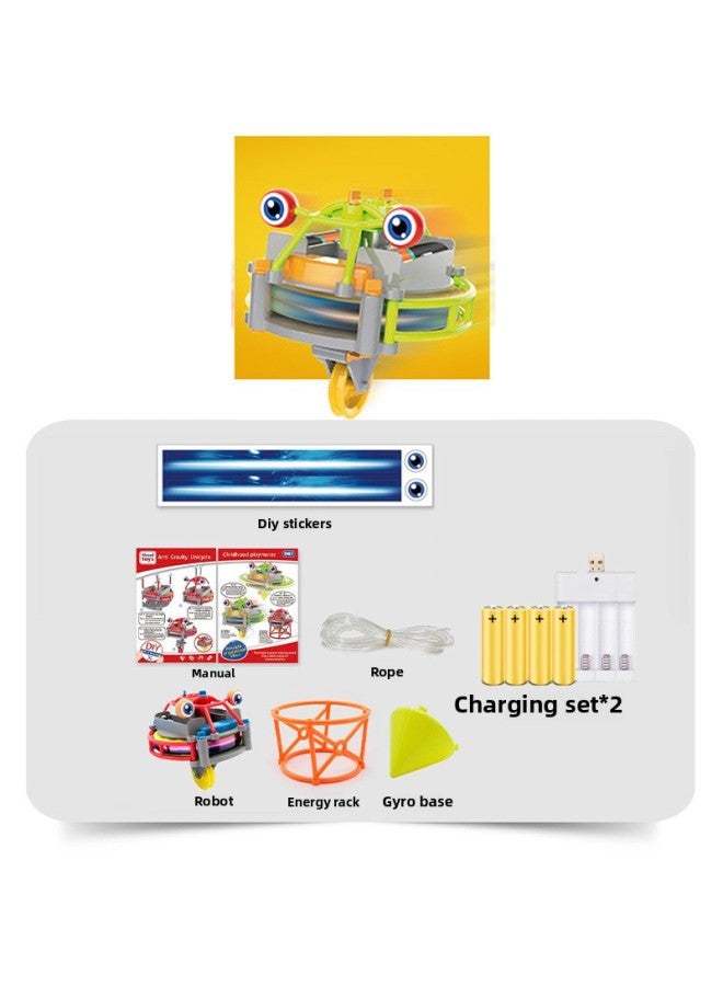 Black Technology Wire Walking Single Wheel Robot Self-balancing Tumbler Interesting Exotic Children's Creative Toys-Color:Steel Wire Wheelbarrow [yellow] + Charging Suit X2  - Image 1