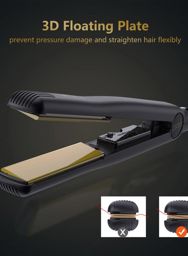 DAN Technology 500 Degree Ceramic Dual Voltage Adjustable Temperature 1 inch Flat Iron - 2 in 1 Portable Straightener for Thick Hair - Image 2