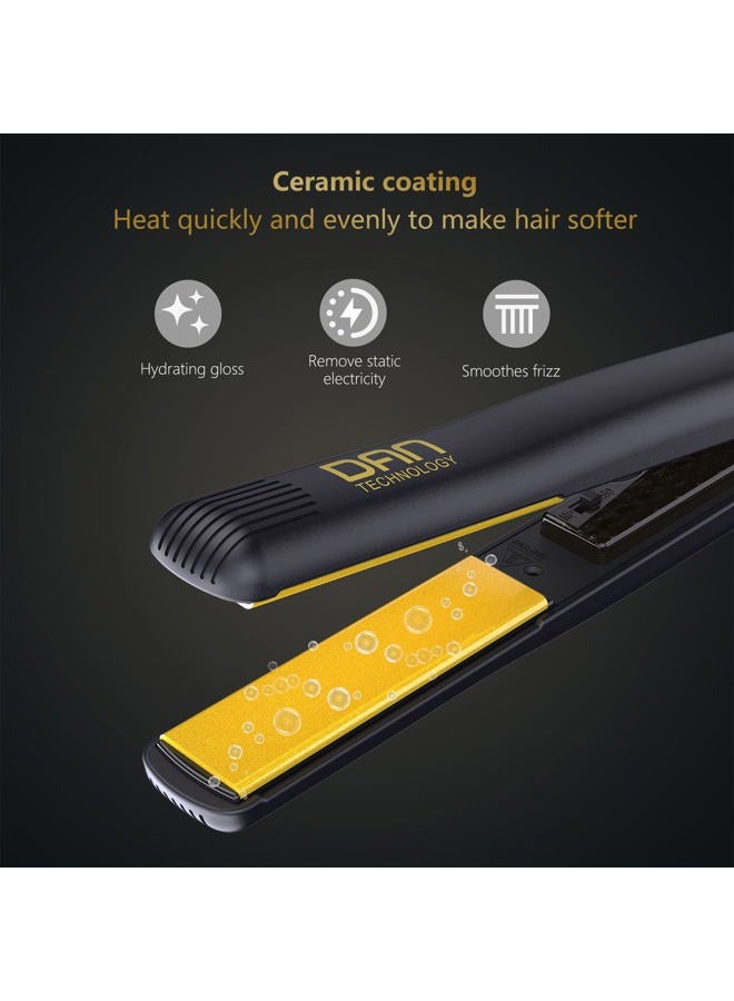DAN Technology 500 Degree Ceramic Dual Voltage Adjustable Temperature 1 inch Flat Iron - 2 in 1 Portable Straightener for Thick Hair - Image 5