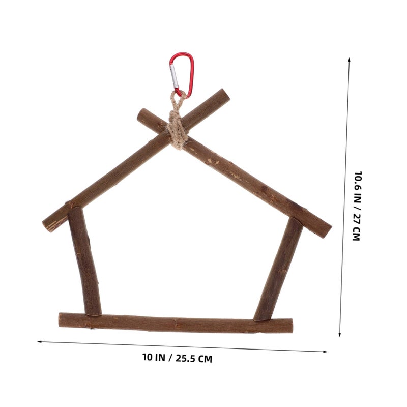 Bird Parrot Stand House Shaped Perch Chewing Toy Training Platform Cage Accessory - Image 3