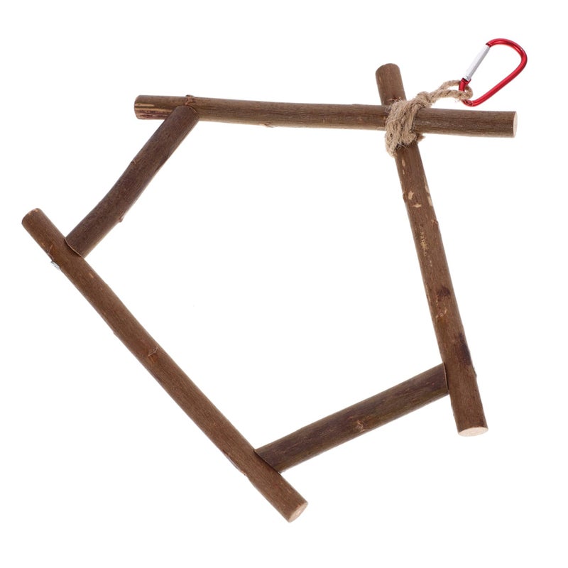 Bird Parrot Stand House Shaped Perch Chewing Toy Training Platform Cage Accessory - Image 2