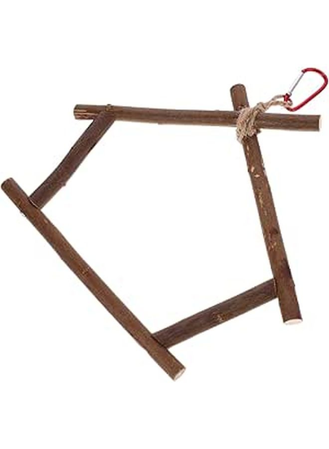 Bird Parrot Stand House Shaped Perch Chewing Toy Training Platform Cage Accessory - Image 1