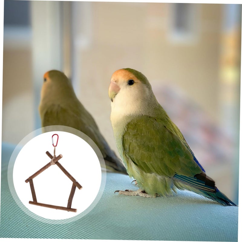 Bird Parrot Stand House Shaped Perch Chewing Toy Training Platform Cage Accessory - Image 4