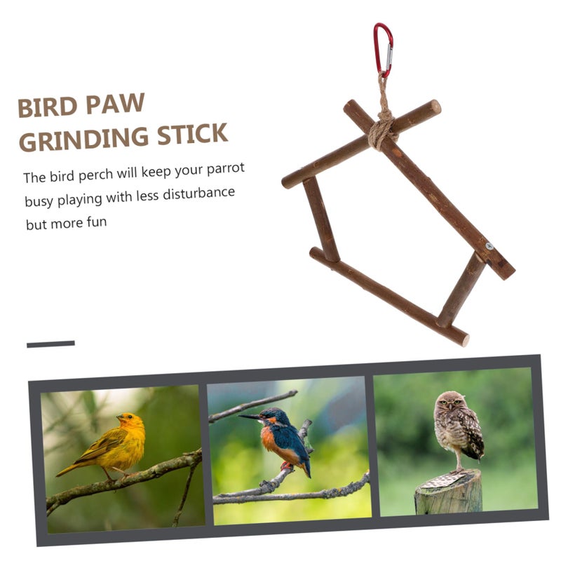 Bird Parrot Stand House Shaped Perch Chewing Toy Training Platform Cage Accessory - Image 5