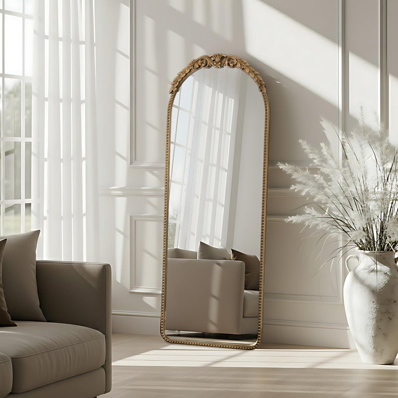 Besdomus Gold Full Length Mirror: 53x19 in Traditional Ornate Antique Floor Mirror - Baroque Vintage for Bedroom/Living Room/Entryway/Hallway/Wall/Home Decor - Image 1