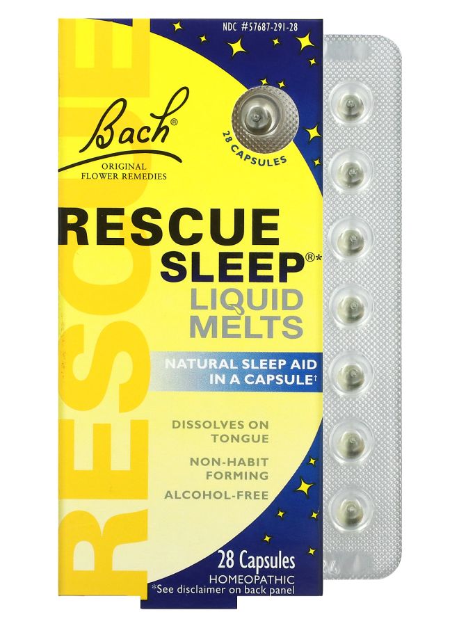 Bach Original Flower Remedies Rescue Sleep Liquid Melts 28 Capsules