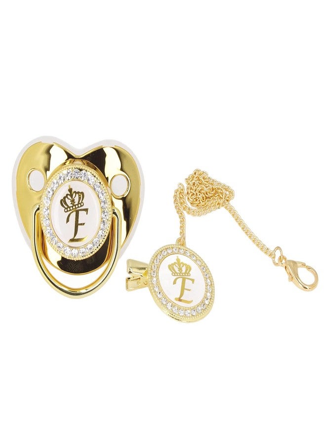 GLOGLOW Baby Pacifier and Clips, Bling Golden Letter Infant Pacifier with Protective Cover for Newborn Boys Girls 6-18 Months Durable BPA-Free Silicone for Home Travel Use - Image 1