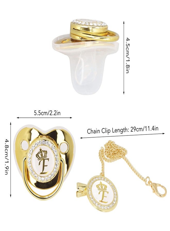 GLOGLOW Baby Pacifier and Clips, Bling Golden Letter Infant Pacifier with Protective Cover for Newborn Boys Girls 6-18 Months Durable BPA-Free Silicone for Home Travel Use - Image 3