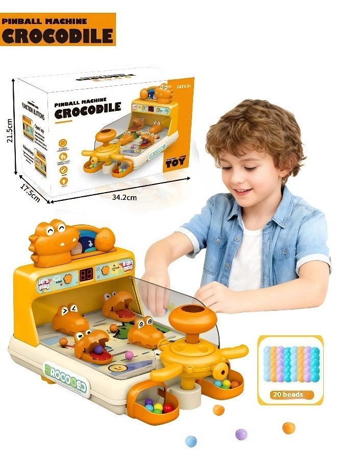 Children's Crocodile Marble Game Machine, Shooting Game Machine with Level-Based Marble Shooting Board – Educational Board Game Toy for Boys and Girls, Featuring 20 Marbles for Parent-Child Interactive Play (Ideal Gift) - Image 1