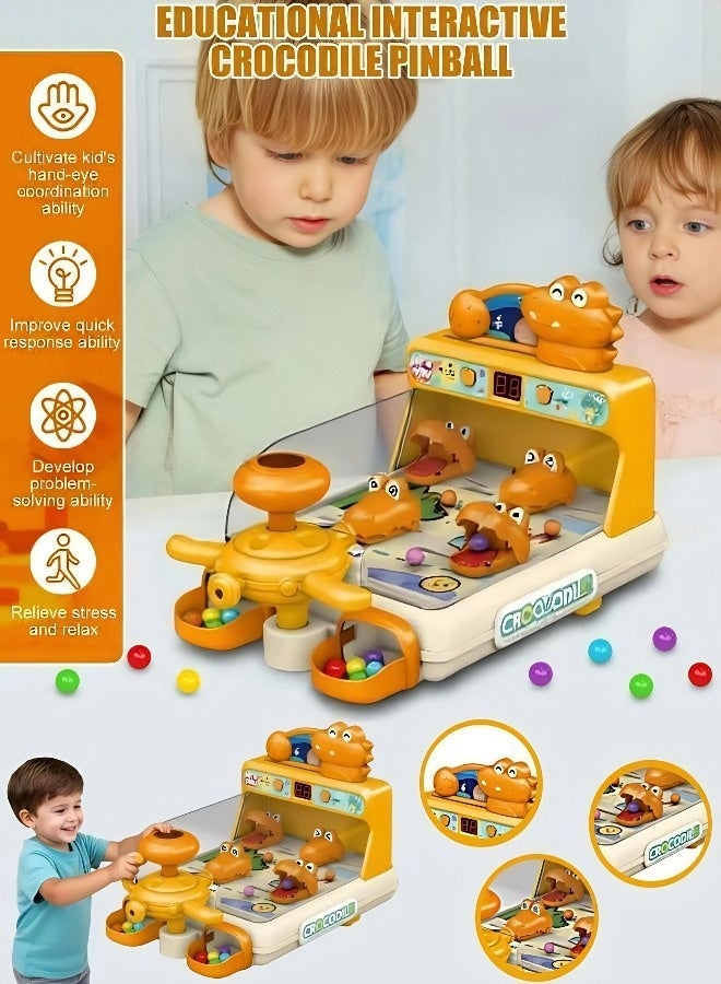 Children's Crocodile Marble Game Machine, Shooting Game Machine with Level-Based Marble Shooting Board – Educational Board Game Toy for Boys and Girls, Featuring 20 Marbles for Parent-Child Interactive Play (Ideal Gift) - Image 3