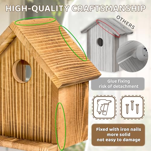 ANSTEEP Window Bird Houses for Outside with 2 Powerful Hooks, Clear Window Bird House for Viewing Inside, Hanging Wooden Birdhouses to Paint for Outdoors, Bird Nesting Box for Bluebird Finch Chickadee - Image 4