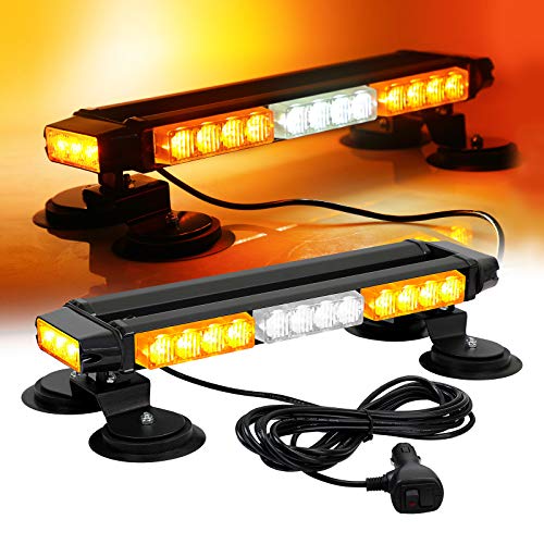 ASPL 16.8 Inch LED Strobe Flashing Light Bar, 26 Flashing Modes High Intensity Emergency Hazard Warning Beacon Lights with Magnetic Base for Car Trucks Trailer Roof Safety (Amber White Amber) - Image 1