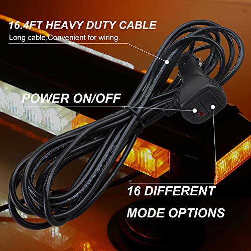 ASPL 16.8 Inch LED Strobe Flashing Light Bar, 26 Flashing Modes High Intensity Emergency Hazard Warning Beacon Lights with Magnetic Base for Car Trucks Trailer Roof Safety (Amber White Amber) - Image 5