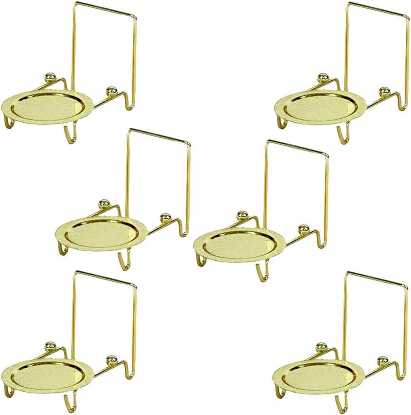 HOHIYA 6 Piece Cup and Saucer Display Stan Decorative Teacup and Coffee Mug Rack Organizer Gold Finish Compact Tabletop Display for China Tea Cups Plates and Dishware - Image 1