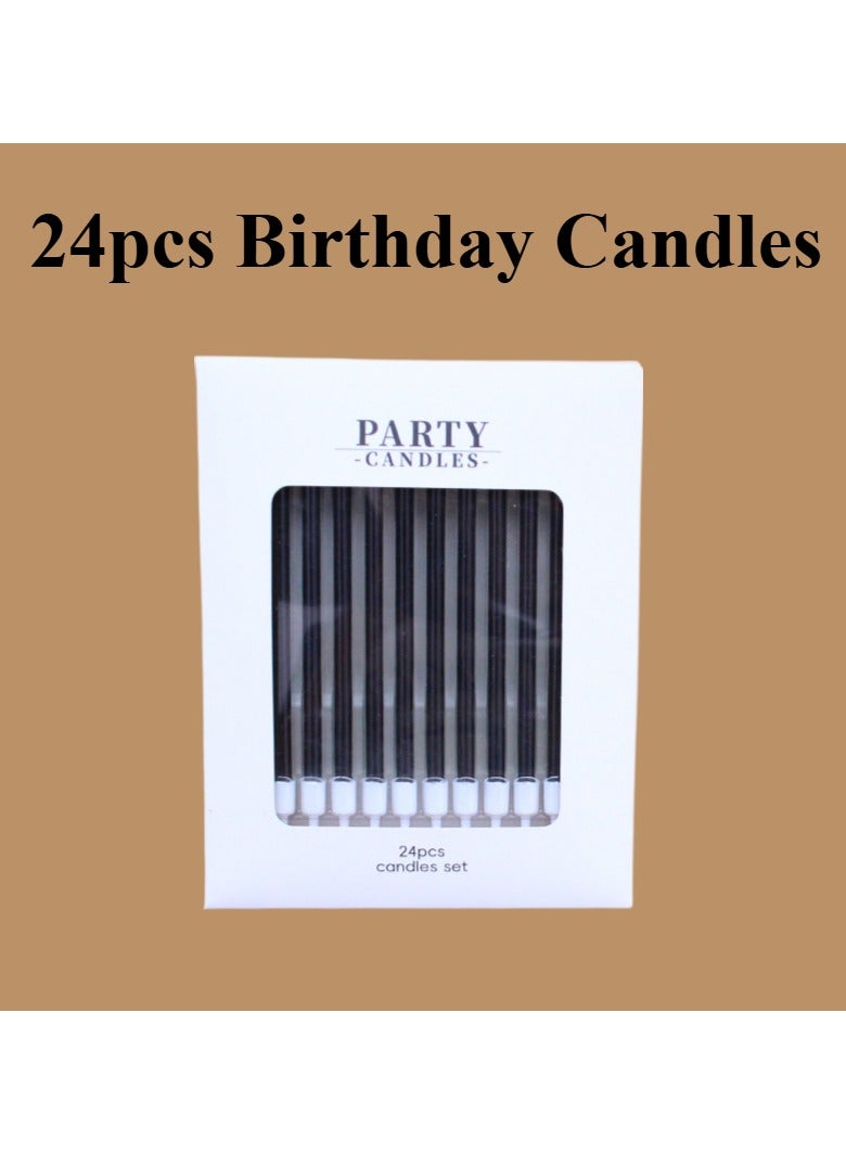 24-Piece Sleek Black Metallic Birthday Candles Set – Modern Luxury for Cakes, VIP Events & Glamorous Parties | “Black Gold Decor,” “Elegant Wedding Supplies,” “Luxury Cake Toppers” - Image 2