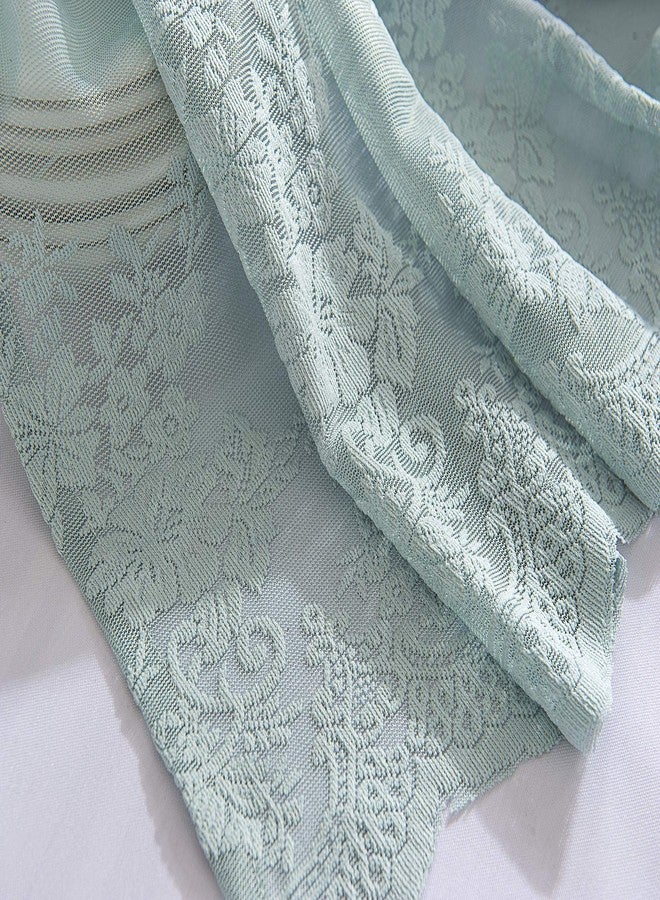 Annlaite Lace Floral Curtain 51x16in Embroidery Semi Sheer Short Window Curtain for Kitchen Floral Vintage Swag Valance for Dinning Room Bedroom Bathroom Cafe Small Windows - Image 5