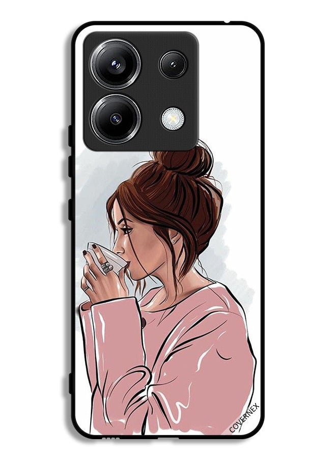 Covernex - Xiaomi Redmi Note 13 Pro 5G Protective Case Cover Girl Drinking Tea Art - Image 1