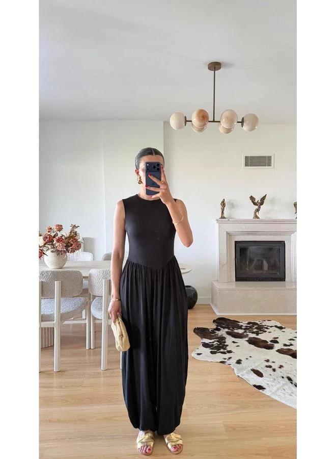 Gaus Black Sleeveless Basic Dress GAUS-01590