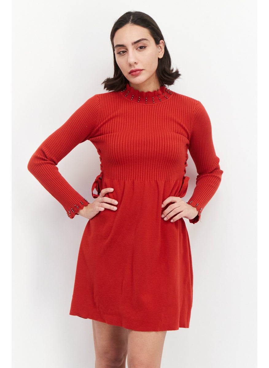 Women Mock Neck Knitted Mini Dress, Red - pzsku/Z93EAD2A1A3F1BCC5405FZ/45/_/1728397117/088d6987-d06a-4cf0-b80b-eed646fbde8a