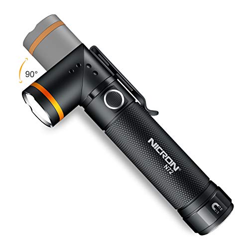 NICRON Flashlight, N72 800 Lumens Tactical Flashlight, 90 Degree Flashlight IPX4 Waterproof Led Flashlight 4 Modes- Best High Lumens are for Camping, Outdoor,Maintain (18650/AAA Not Included) - Image 1