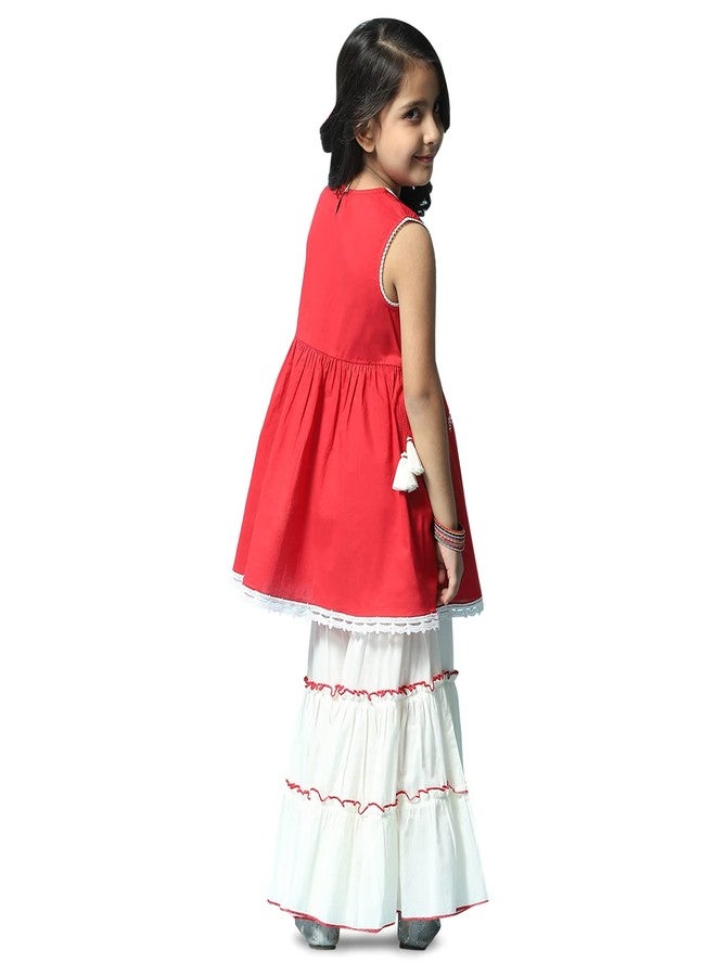 BIBA GIRL SOLID; EMBROIDRED RELAXED KID(KW5200_RED_11) - Image 5