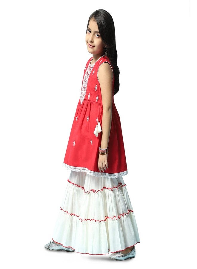 BIBA GIRL SOLID; EMBROIDRED RELAXED KID(KW5200_RED_11) - Image 3