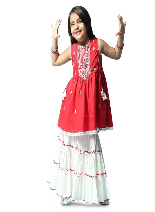 BIBA GIRL SOLID; EMBROIDRED RELAXED KID(KW5200_RED_11) - Image 2