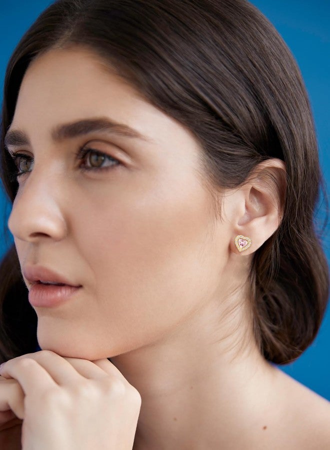 مينوتيا أقراط مينوتيا المطلية بالذهب بتصميم عصري للنساء والفتيات | أقراط على شكل قلب | مجوهرات عصرية MNT0471PK_G - Image 4