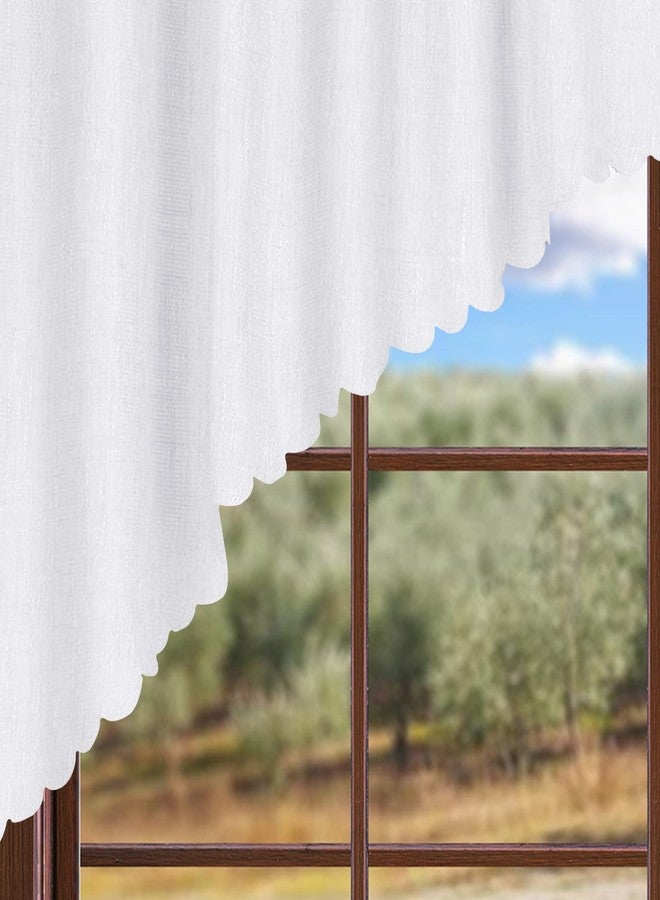 Valea Home ستائر فاليا هوم الناعمة ذات مظهر الخيش، ستائر مطبخ ريفية طبيعية بجيب للعمود، مناسبة للنوافذ الصغيرة، طول 36 بوصة، لون أبيض، قطعتان. - Image 3