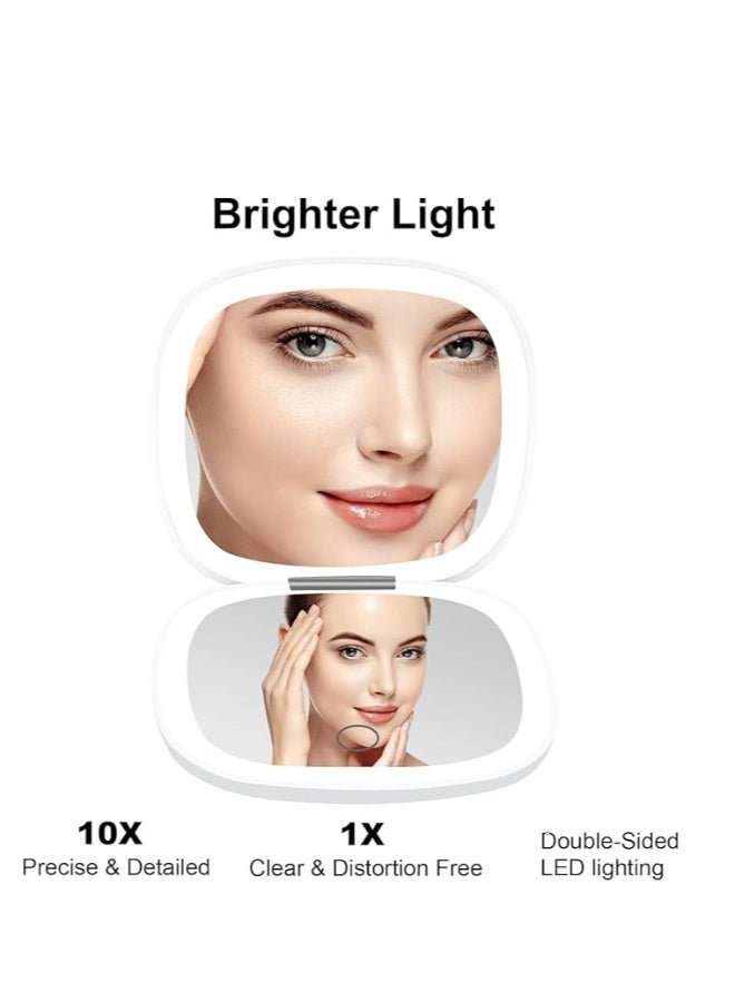 Compact Mirror, Lighted Travel Makeup Mirror with 1X/10X Magnifying Double Sided Dimmable Portable Pocket for Handbag and Pocket, USB Charging  - Image 3