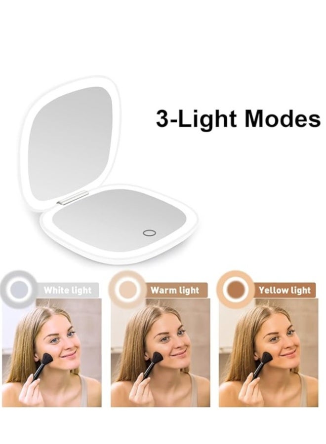 Compact Mirror, Lighted Travel Makeup Mirror with 1X/10X Magnifying Double Sided Dimmable Portable Pocket for Handbag and Pocket, USB Charging  - Image 4