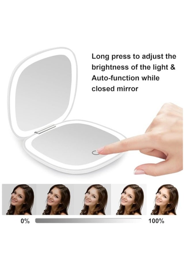 Compact Mirror, Lighted Travel Makeup Mirror with 1X/10X Magnifying Double Sided Dimmable Portable Pocket for Handbag and Pocket, USB Charging  - Image 5