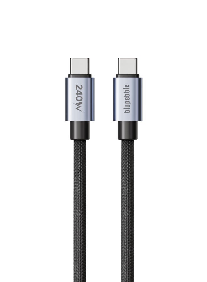 blupebble PowerFlow USB-C to USB-C 240W PD 3.1 Braided Cable – Fast Charging, 8K Video Output, 40Gbps Data Transfer, Compatible with MacBook, Steam Deck, iPad Pro, Galaxy - Image 2