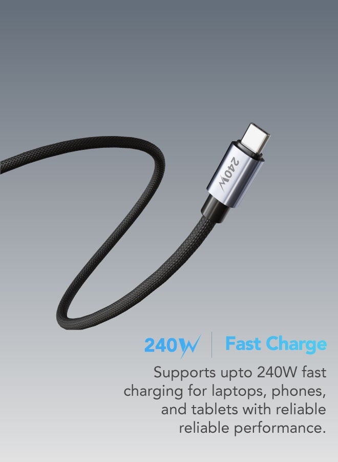 blupebble PowerFlow USB-C to USB-C 240W PD 3.1 Braided Cable – Fast Charging, 8K Video Output, 40Gbps Data Transfer, Compatible with MacBook, Steam Deck, iPad Pro, Galaxy - Image 3