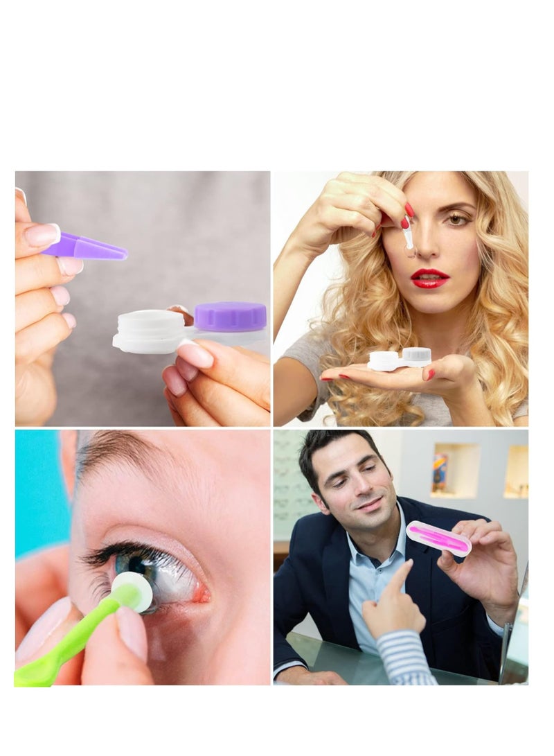 مجموعة أدوات إزالة العدسات اللاصقة الملونة 5 عبوات ملونة ومجموعة أدوات لإدخال العدسات اللاصقة، ملاقط لاصقة محمولة مع طرف ناعم، أداة لاصقة للعدسات اللاصقة الصلبة اللينة